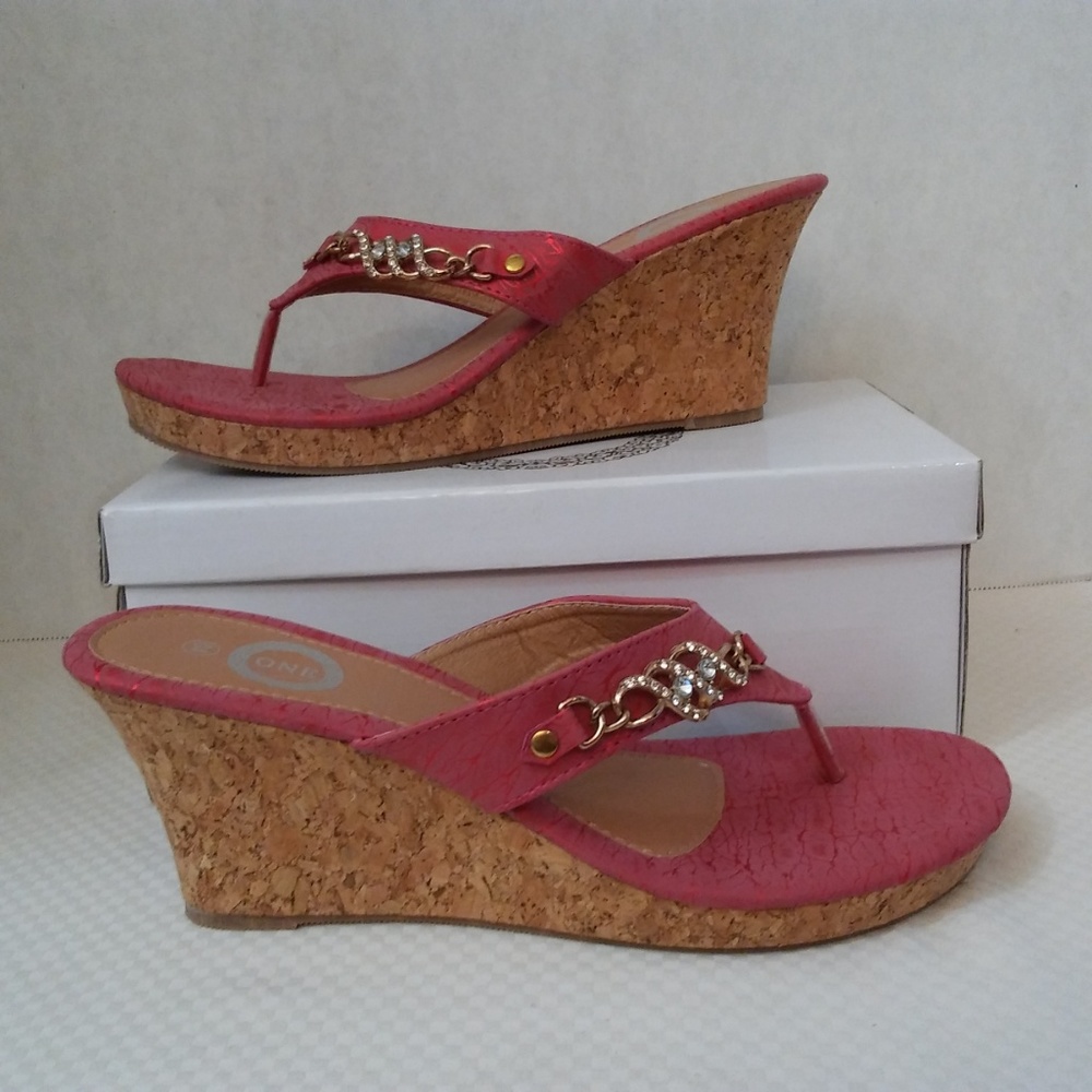 ONE Cork Wedge Sandals size 10